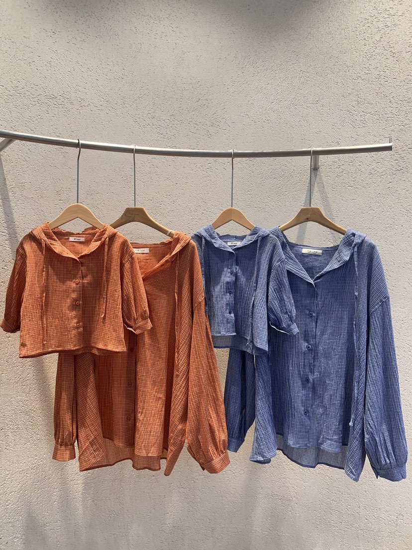 THE LINE-Q韓國直郵女裝新品熱賣襯衫蕾絲衫連帽衫格子童裝THE LINE-Q襯衫/蕾絲衫