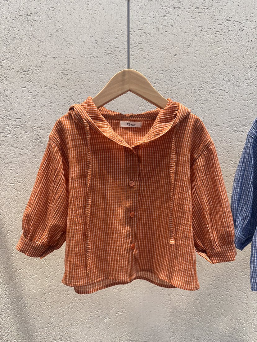 THE LINE-Q韓國直郵女裝新品熱賣襯衫蕾絲衫連帽衫格子童裝THE LINE-Q襯衫/蕾絲衫圖色1