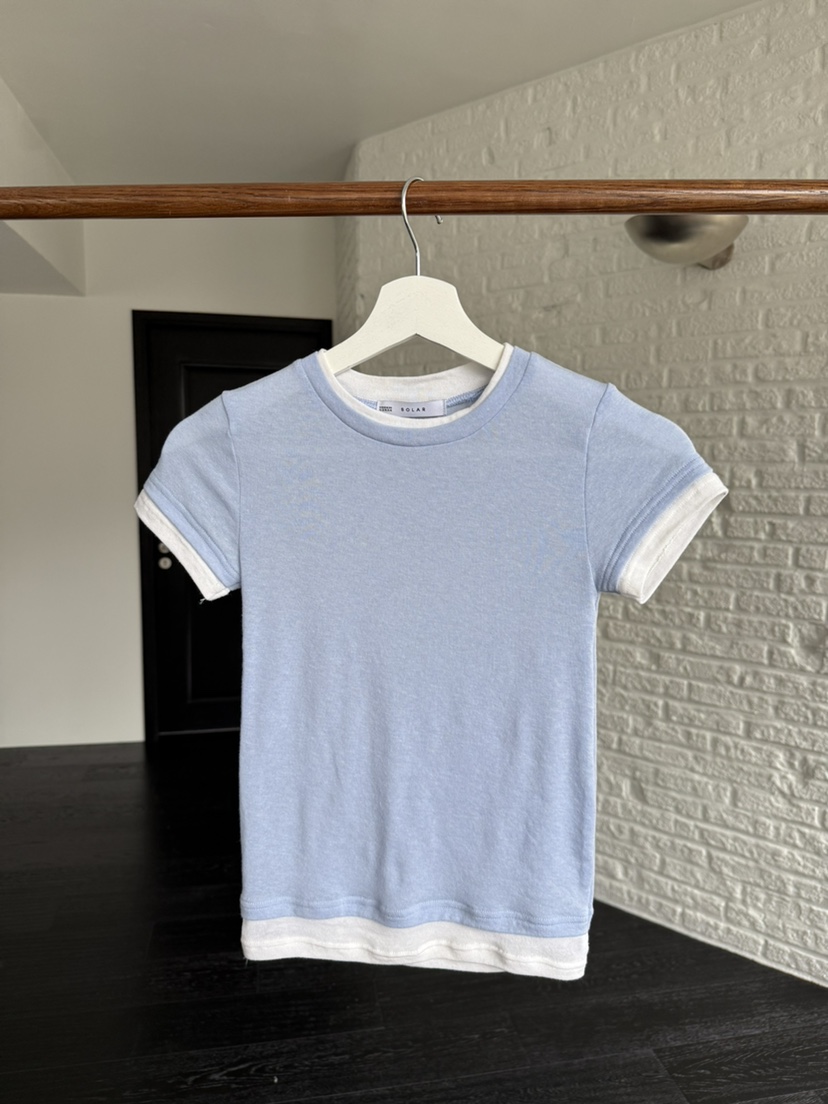 SOLAR韓國直郵實拍女士新款時尚人氣推薦職業休閑T恤撞色SOLART恤圖色1