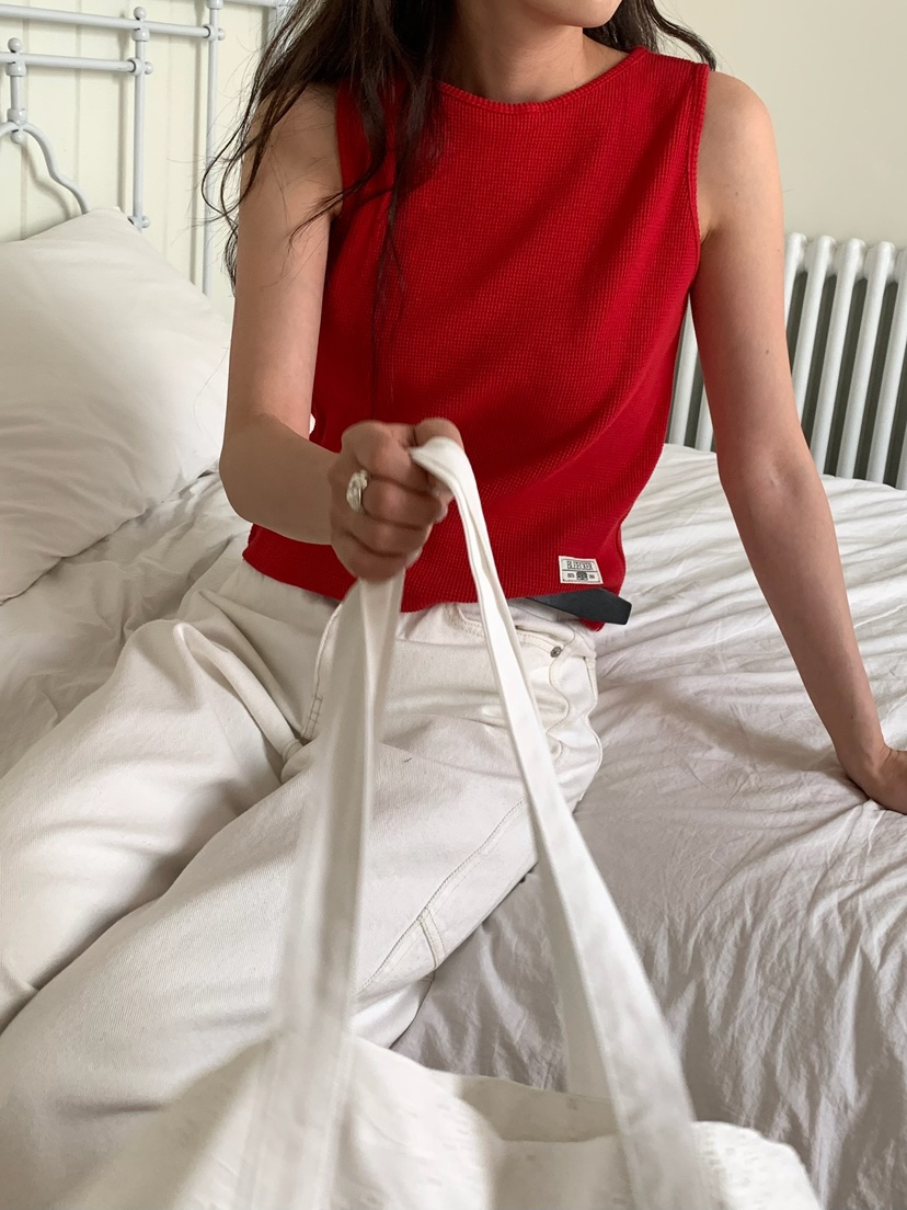 BLEECKER韓國東大門直郵女士新款職業吊帶背心華夫格格紋BLEECKER吊帶/背心