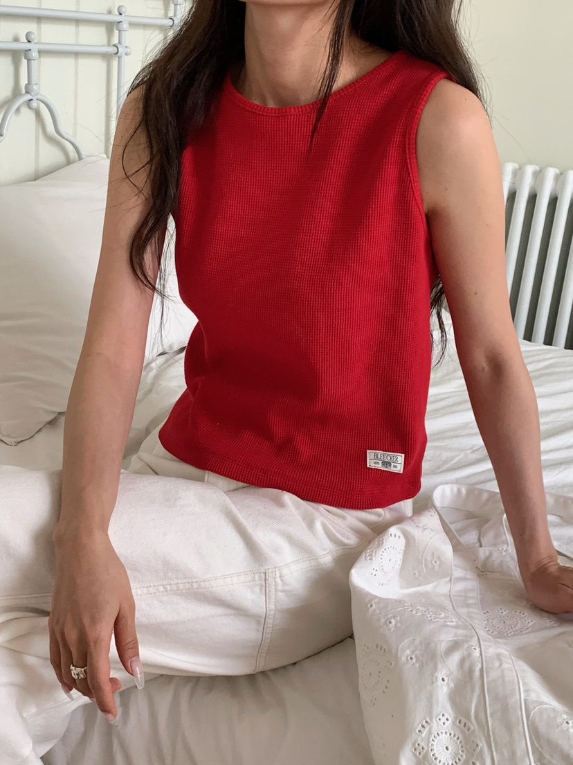 BLEECKER韓國東大門直郵女士新款職業吊帶背心華夫格格紋BLEECKER吊帶/背心