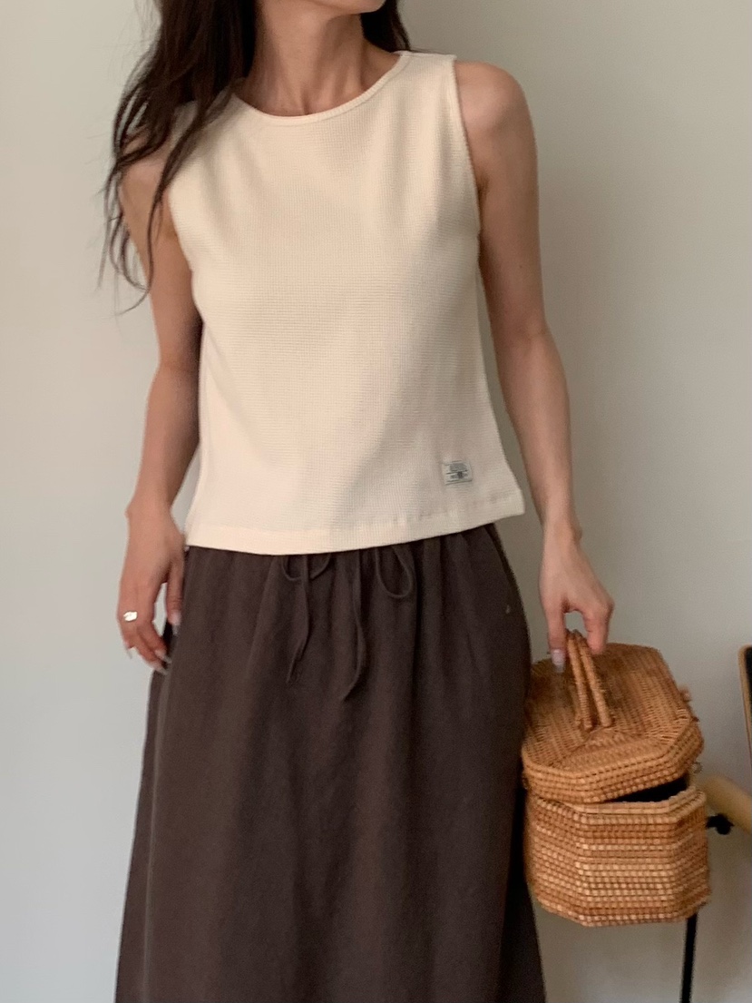 BLEECKER韓國東大門直郵女士新款職業吊帶背心華夫格格紋BLEECKER吊帶/背心