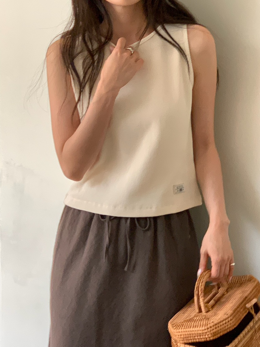 BLEECKER韓國東大門直郵女士新款職業吊帶背心華夫格格紋BLEECKER吊帶/背心