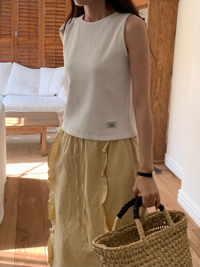 BLEECKER韓國東大門直郵女士新款職業吊帶背心華夫格格紋BLEECKER吊帶/背心