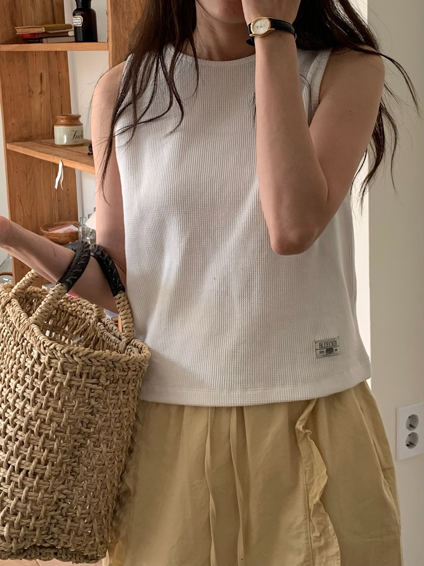 BLEECKER韓國東大門直郵女士新款職業吊帶背心華夫格格紋BLEECKER吊帶/背心