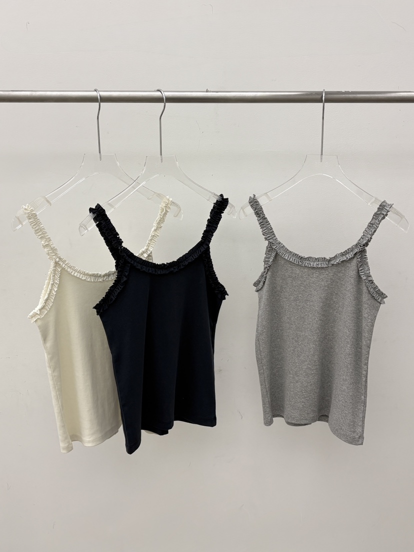 OURS韓國代購女士新款26春夏時尚職業人氣吊帶背心荷葉邊OURS吊帶/背心