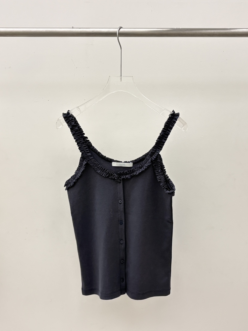 OURS韓國代購女士新款26春夏時尚職業人氣吊帶背心荷葉邊OURS吊帶/背心圖色2