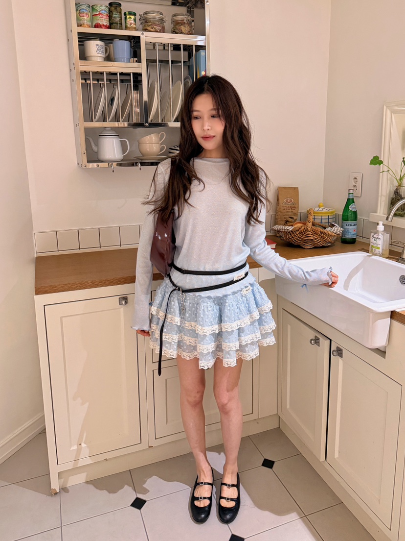 BOUTIQUE-L韓國東大門直郵女裝新款26春夏長袖T恤不含腰帶BOUTIQUE-L長袖T恤