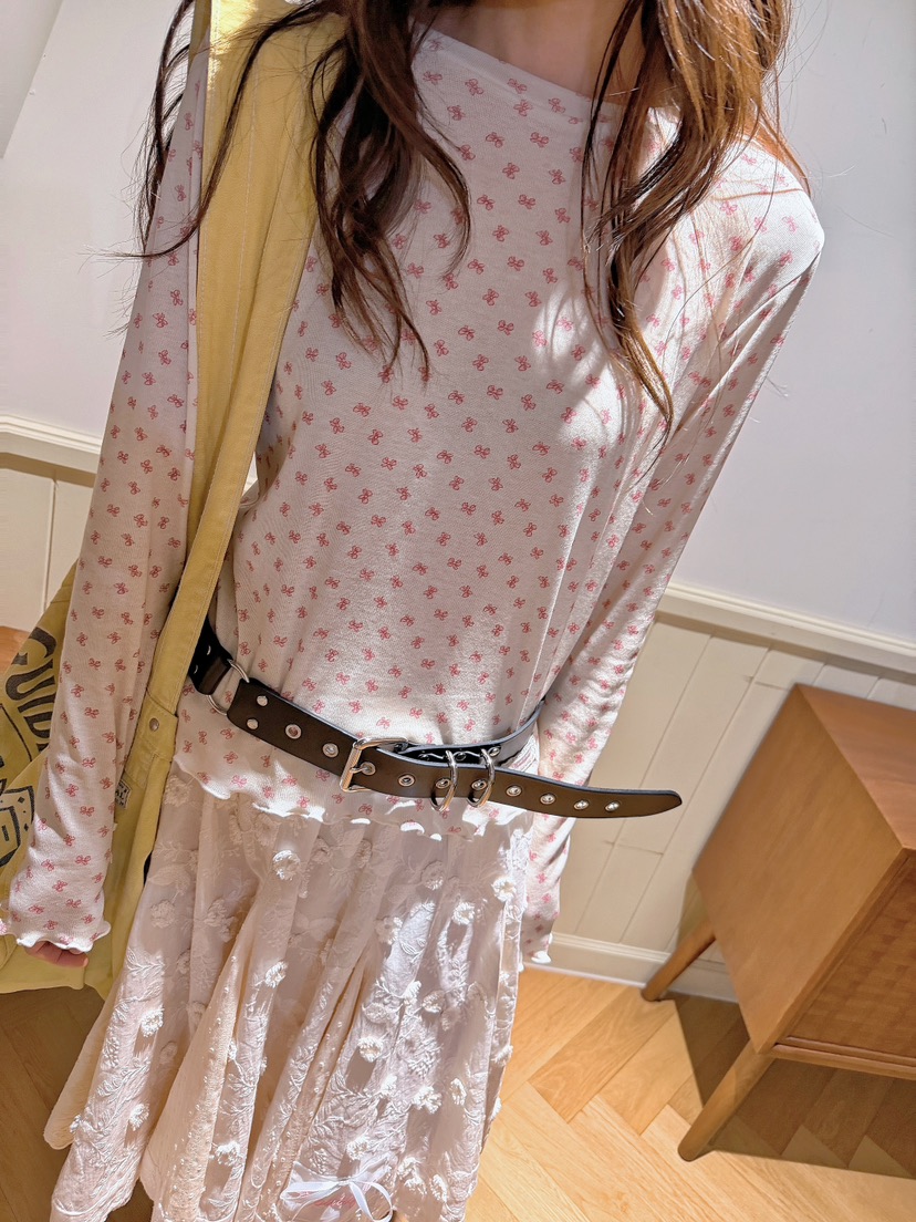 BOUTIQUE-L韓國東大門直郵女裝新款26春夏長袖T恤不含腰帶BOUTIQUE-L長袖T恤