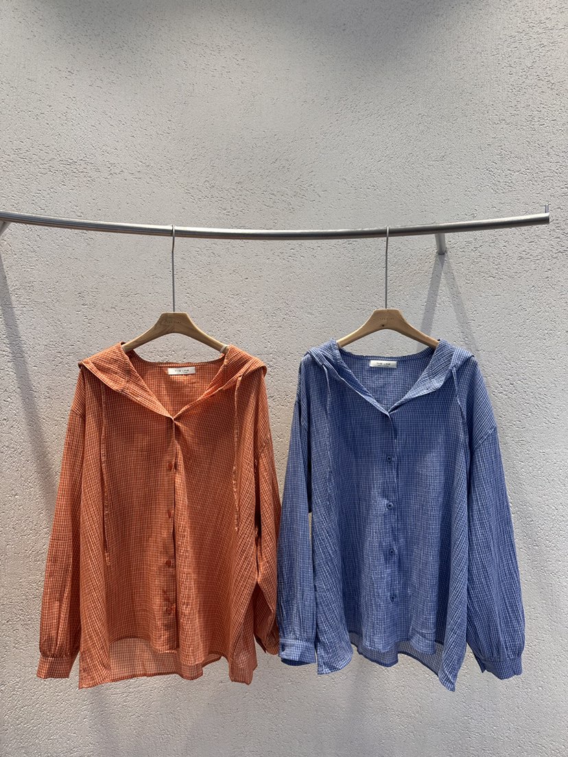 THE LINE-Q韓國東大門代購女裝新款職業襯衫蕾絲衫連帽衫格子THE LINE-Q襯衫/蕾絲衫