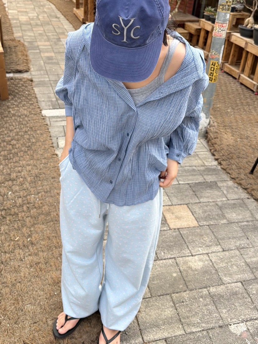 THE LINE-Q韓國東大門代購女裝新款職業襯衫蕾絲衫連帽衫格子THE LINE-Q襯衫/蕾絲衫