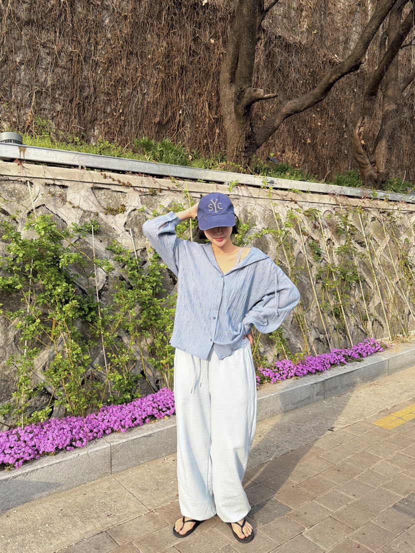 THE LINE-Q韓國東大門代購女裝新款職業襯衫蕾絲衫連帽衫格子THE LINE-Q襯衫/蕾絲衫