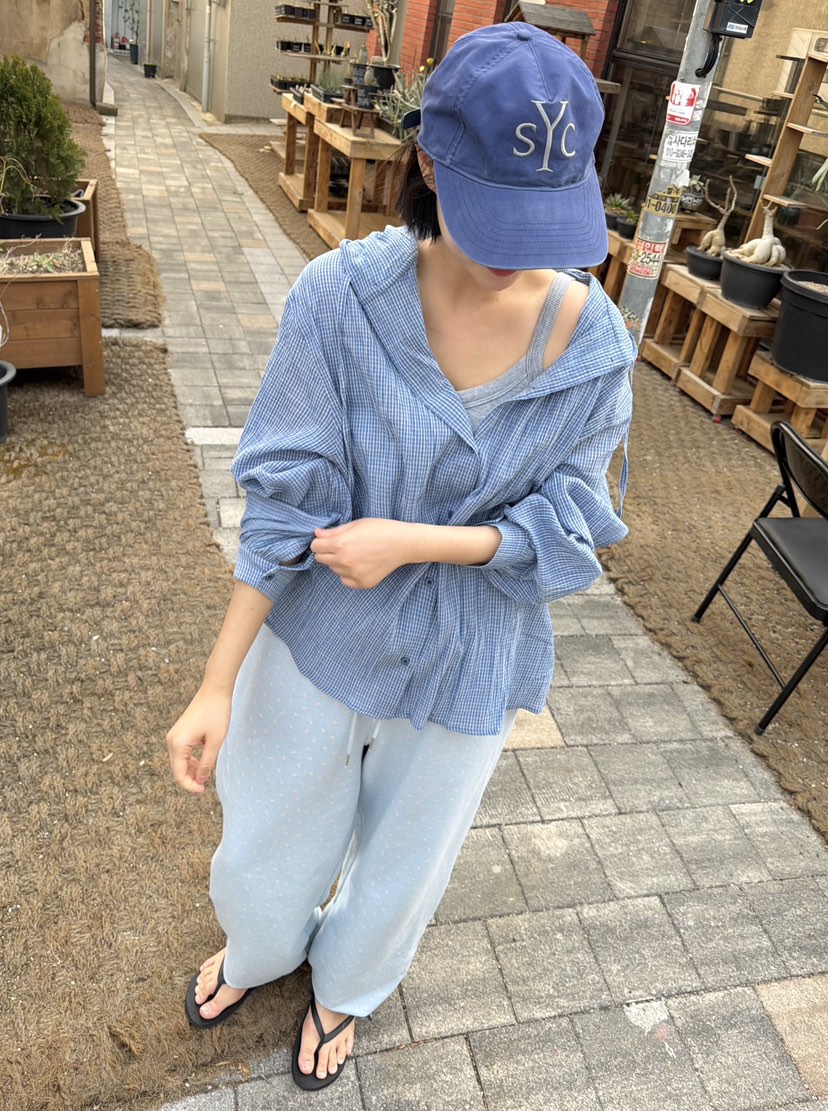 THE LINE-Q韓國東大門代購女裝新款職業襯衫蕾絲衫連帽衫格子THE LINE-Q襯衫/蕾絲衫