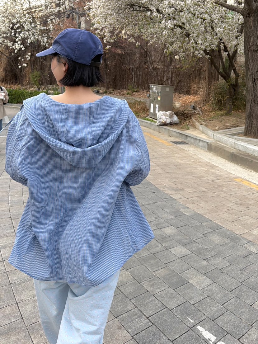 THE LINE-Q韓國東大門代購女裝新款職業襯衫蕾絲衫連帽衫格子THE LINE-Q襯衫/蕾絲衫