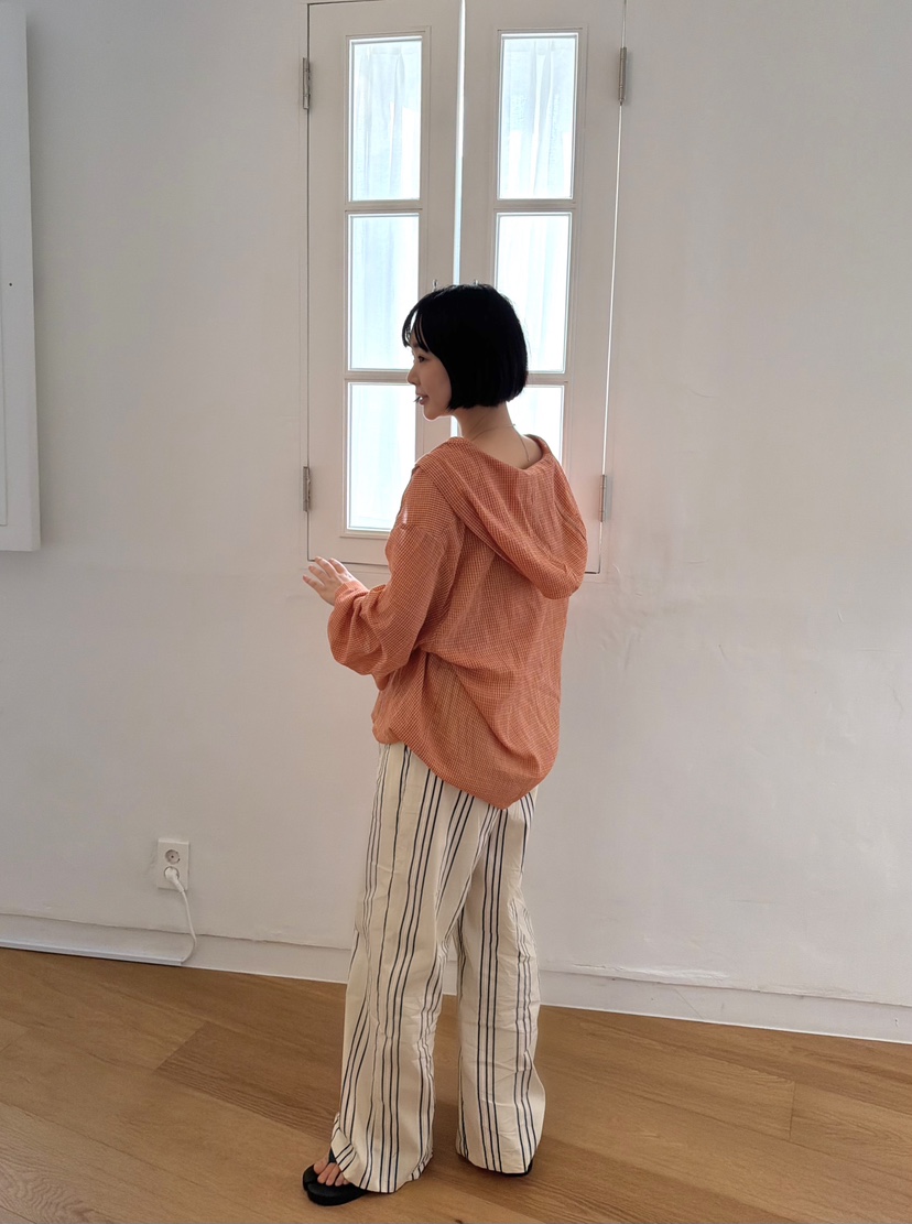 THE LINE-Q韓國東大門代購女裝新款職業襯衫蕾絲衫連帽衫格子THE LINE-Q襯衫/蕾絲衫