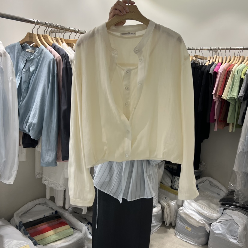 SENDTWO韓國直郵女士新款人氣時尚26春夏休閑職業襯衫蕾絲衫SENDTWO襯衫/蕾絲衫圖色3