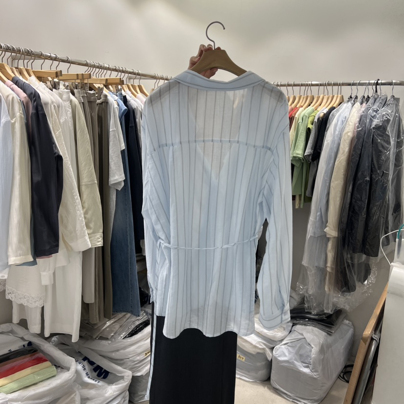 SENDTWO韓國代購女裝新品休閑熱賣襯衫蕾絲衫不含內搭含腰繩SENDTWO襯衫/蕾絲衫