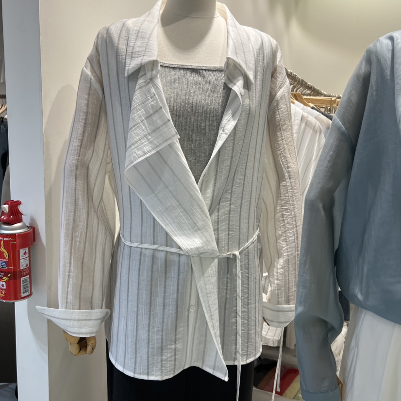 SENDTWO韓國代購女裝新品休閑熱賣襯衫蕾絲衫不含內搭含腰繩SENDTWO襯衫/蕾絲衫圖色2