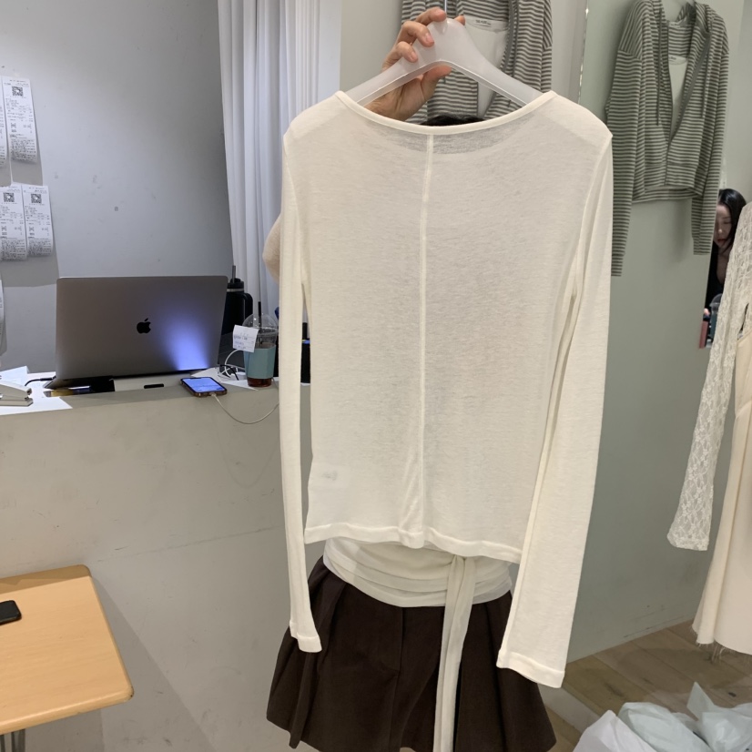 AUBE韓國東大門代購女士新款時尚人氣推薦休閑長袖T恤兩面穿AUBE長袖T恤