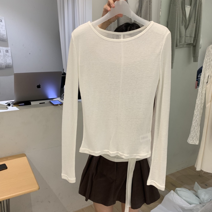 AUBE韓國東大門代購女士新款時尚人氣推薦休閑長袖T恤兩面穿AUBE長袖T恤圖色1