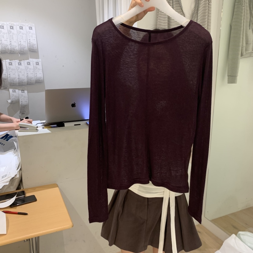 AUBE韓國東大門代購女士新款時尚人氣推薦休閑長袖T恤兩面穿AUBE長袖T恤圖色2