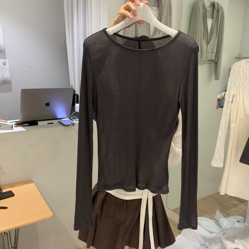 AUBE韓國東大門代購女士新款時尚人氣推薦休閑長袖T恤兩面穿AUBE長袖T恤圖色3