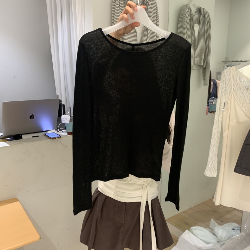 AUBE韓國東大門代購女士新款時尚人氣推薦休閑長袖T恤兩面穿AUBE長袖T恤圖色4