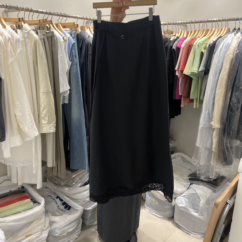 SENDTWO韓國東大門代購女裝新品職業熱賣推薦休閑長裙含腰繩SENDTWO長裙圖色2