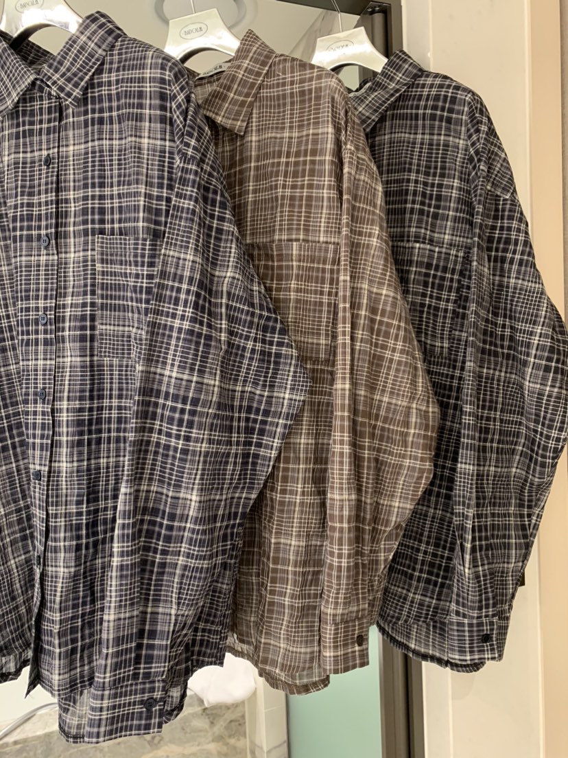 BADCALM韓國代購女裝新款休閑時尚人氣26春夏襯衫蕾絲衫格子BADCALM襯衫/蕾絲衫