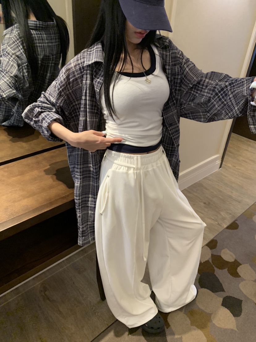 BADCALM韓國代購女裝新款休閑時尚人氣26春夏襯衫蕾絲衫格子BADCALM襯衫/蕾絲衫