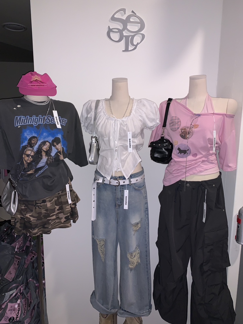 SEOLO韓國代購女士新品熱賣推薦時尚26春夏休閑職業T恤紐扣Seolo seoulT恤