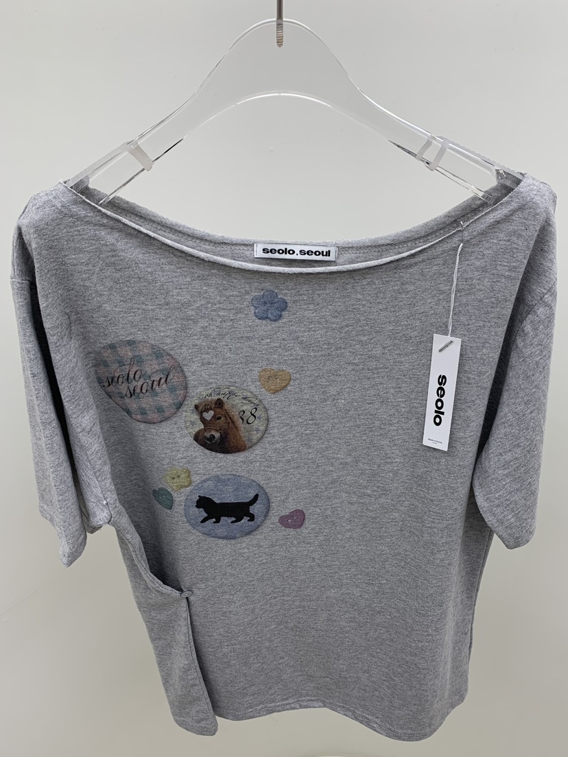 SEOLO韓國代購女士新品熱賣推薦時尚26春夏休閑職業T恤紐扣Seolo seoulT恤