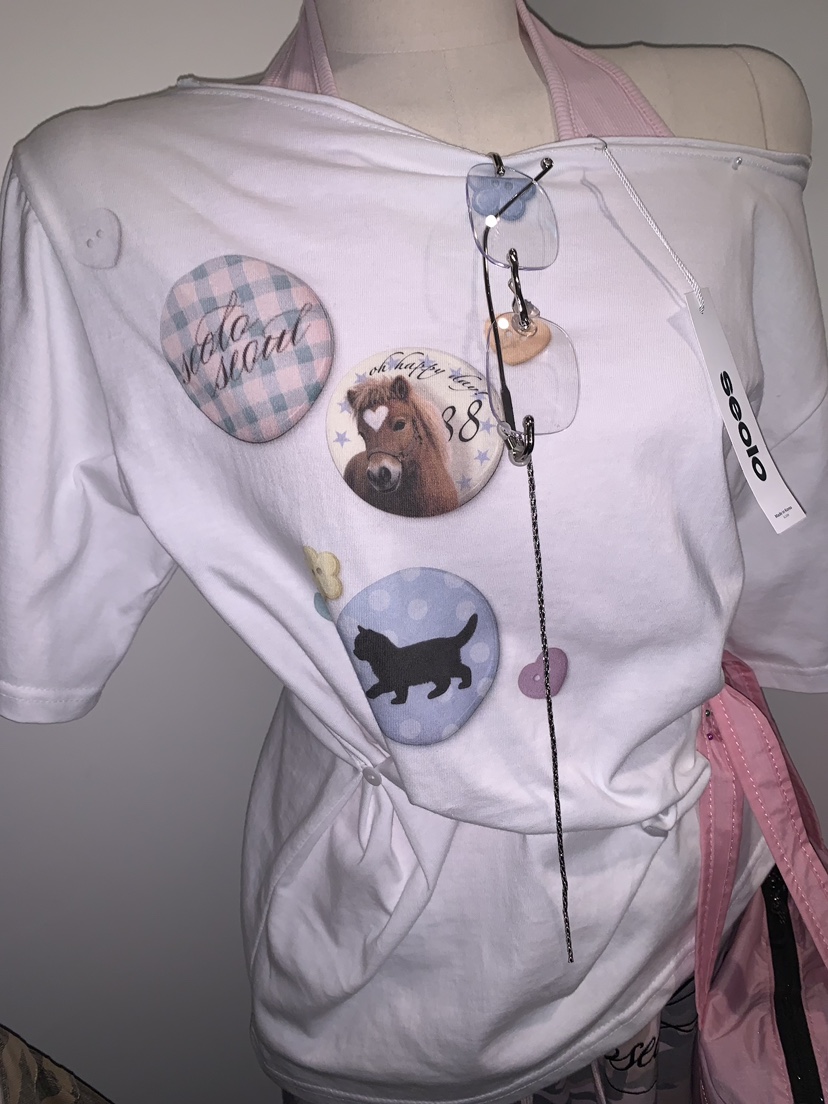 SEOLO韓國代購女士新品熱賣推薦時尚26春夏休閑職業T恤紐扣Seolo seoulT恤