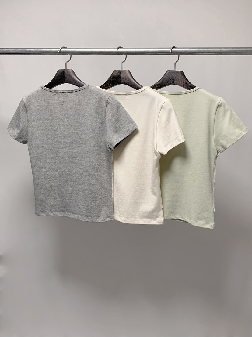 BEFORE SUNRISE韓國直郵女裝新品時尚休閑26春夏T恤蕾絲BEFORE SUNRISET恤