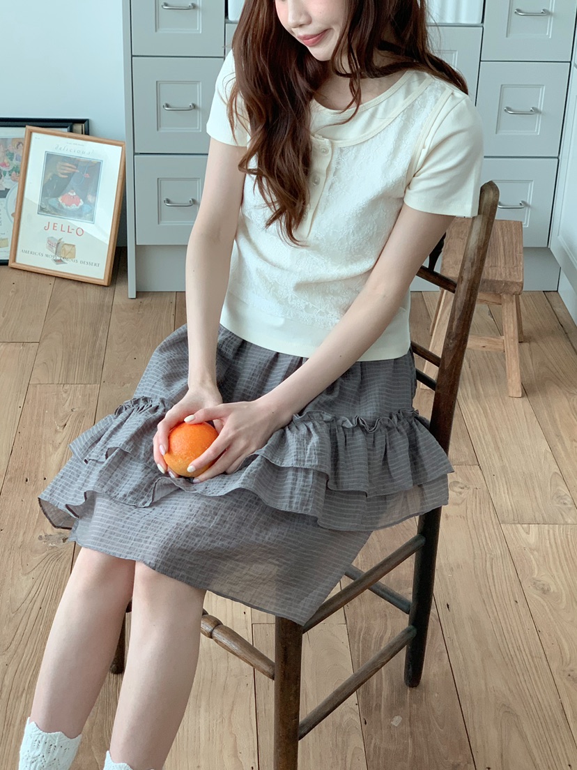 BEFORE SUNRISE韓國直郵女裝新品時尚休閑26春夏T恤蕾絲BEFORE SUNRISET恤