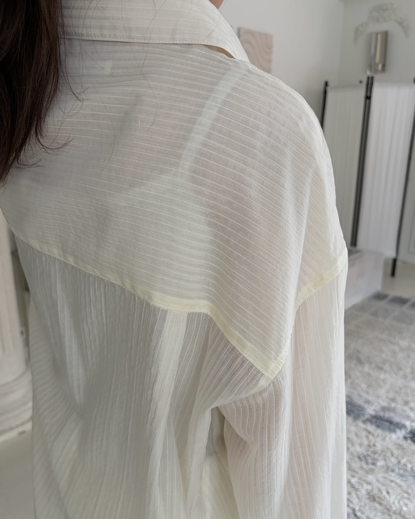 PEBBLE韓國代購女裝新品時尚休閑26春夏職業襯衫蕾絲衫寬松PEBBLE襯衫/蕾絲衫