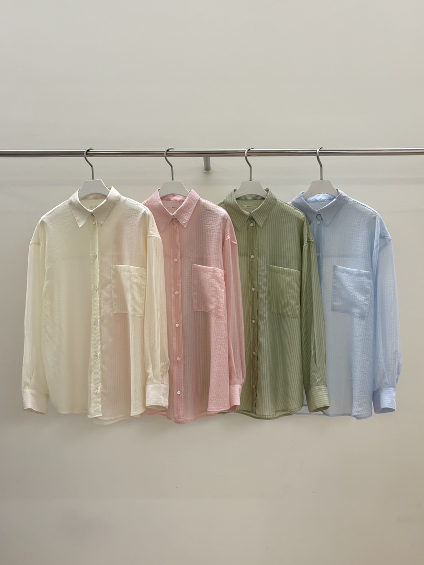 PEBBLE韓國代購女裝新品時尚休閑26春夏職業襯衫蕾絲衫寬松PEBBLE襯衫/蕾絲衫