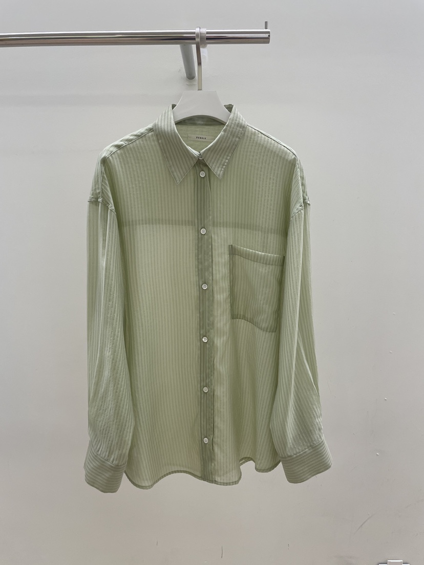 PEBBLE韓國代購女裝新品時尚休閑26春夏職業襯衫蕾絲衫寬松PEBBLE襯衫/蕾絲衫圖色2