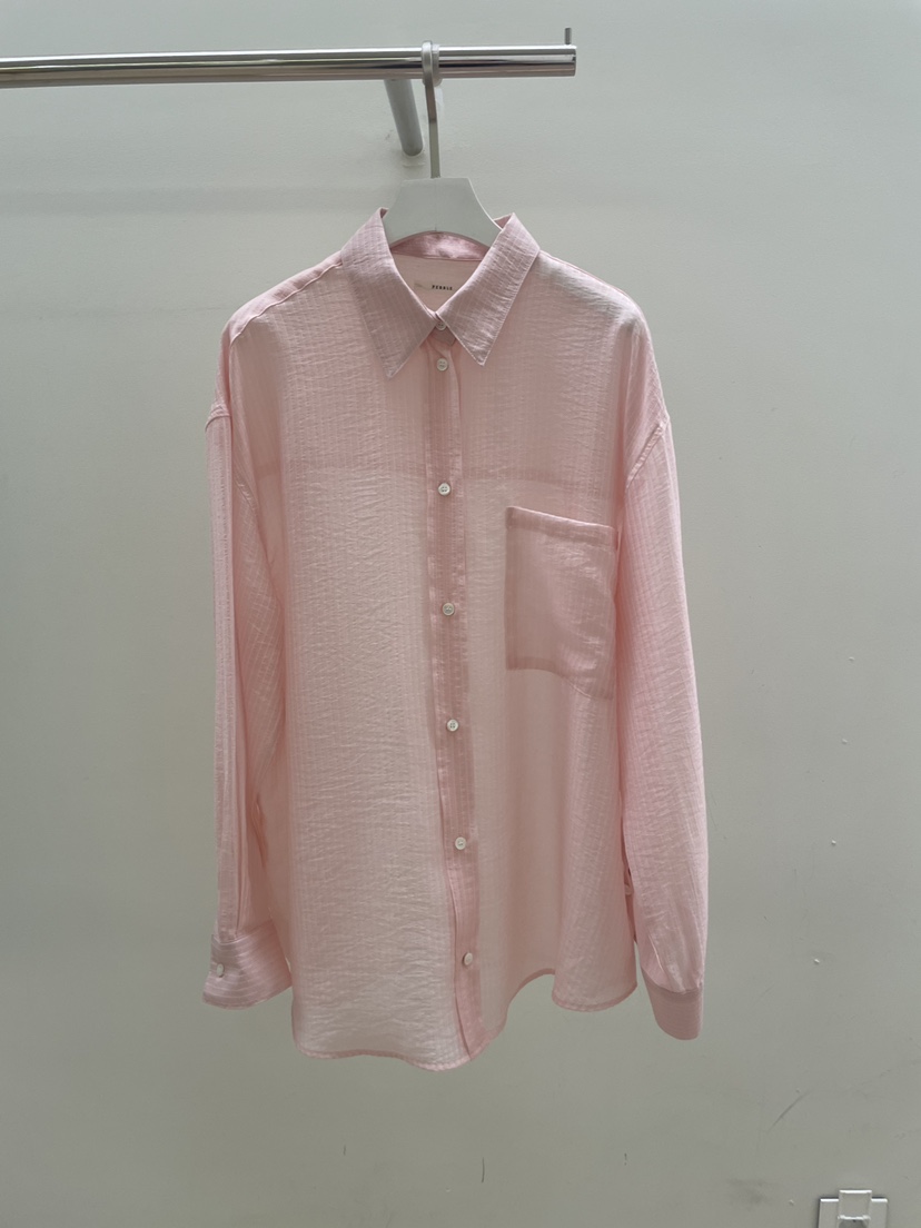 PEBBLE韓國代購女裝新品時尚休閑26春夏職業襯衫蕾絲衫寬松PEBBLE襯衫/蕾絲衫圖色3