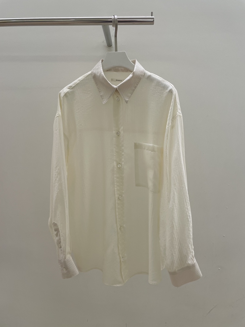 PEBBLE韓國代購女裝新品時尚休閑26春夏職業襯衫蕾絲衫寬松PEBBLE襯衫/蕾絲衫圖色4