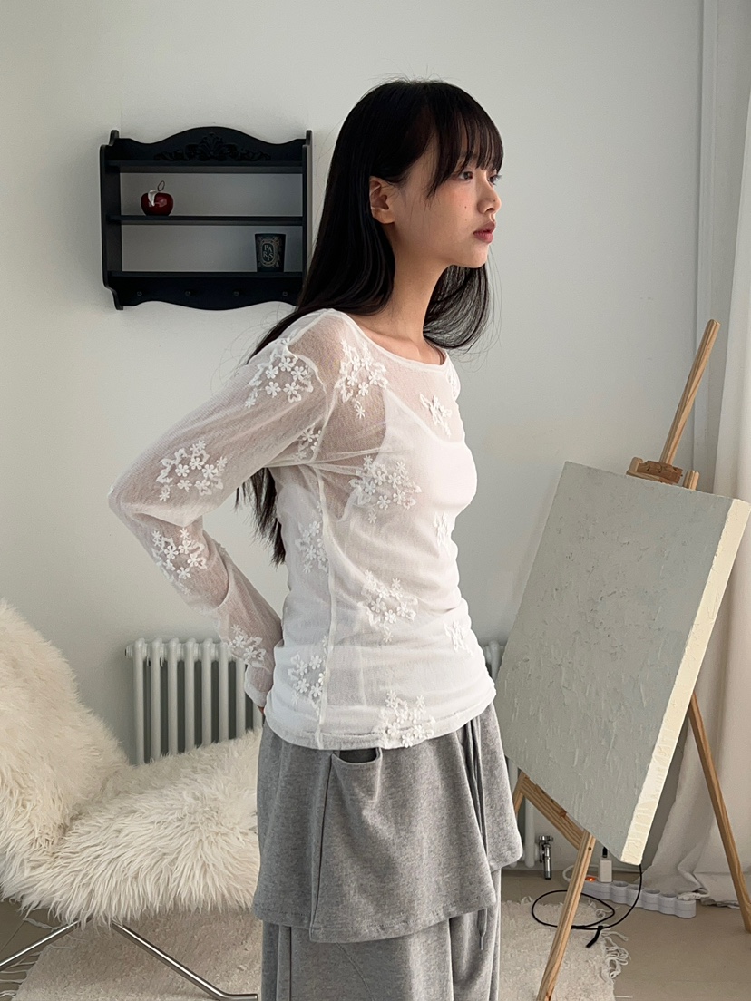 ANOTHER AVENUE韓國代購女裝新品時尚人氣熱賣長袖T恤提花ANOTHER AVENUE長袖T恤