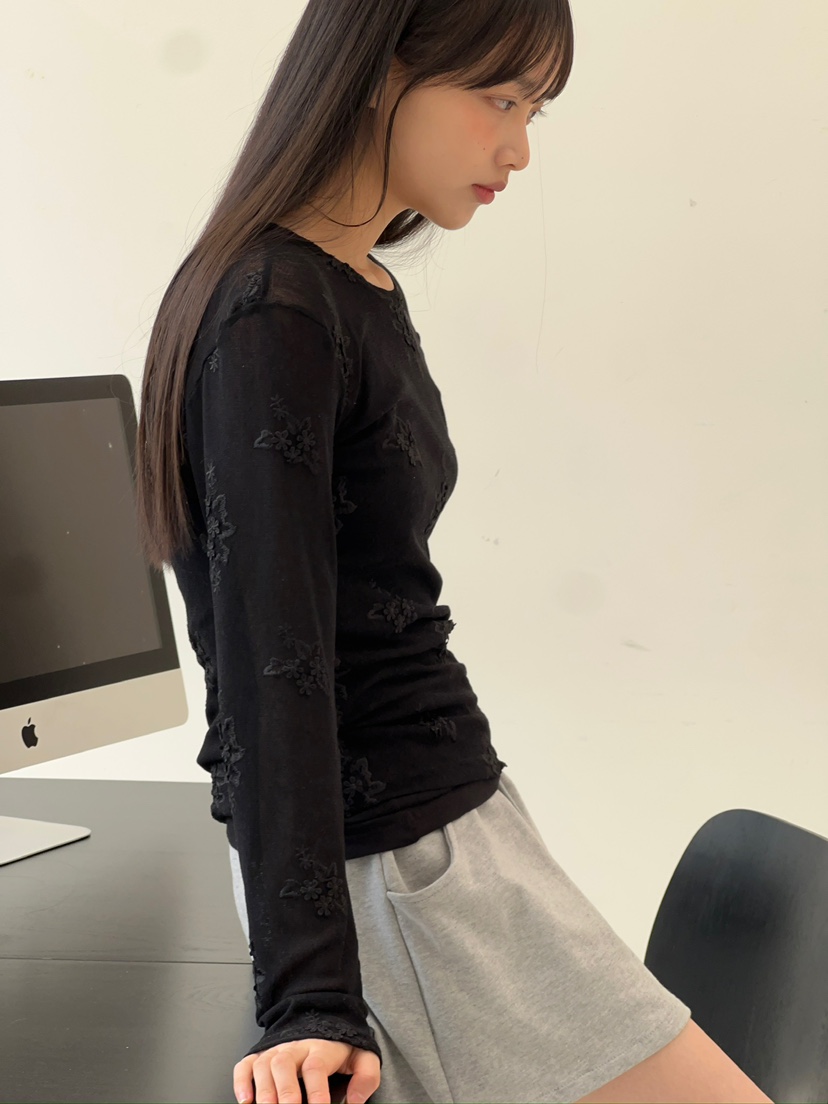 ANOTHER AVENUE韓國代購女裝新品時尚人氣熱賣長袖T恤提花ANOTHER AVENUE長袖T恤