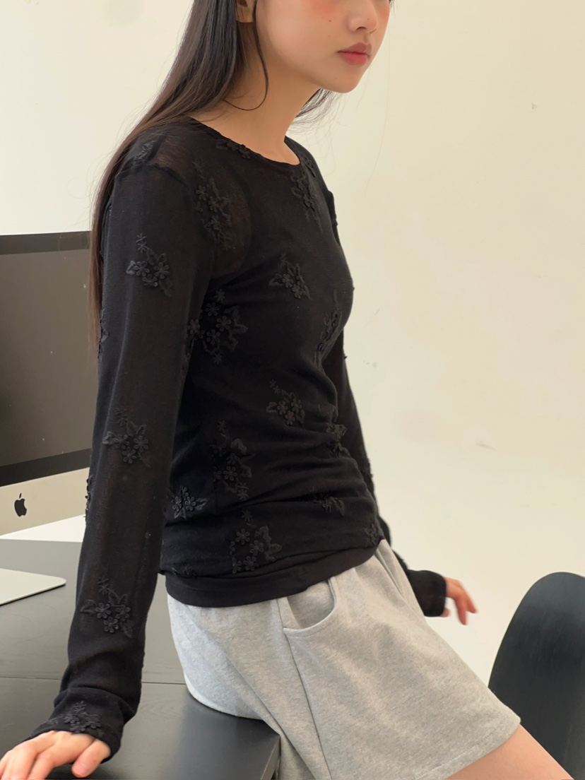 ANOTHER AVENUE韓國代購女裝新品時尚人氣熱賣長袖T恤提花ANOTHER AVENUE長袖T恤