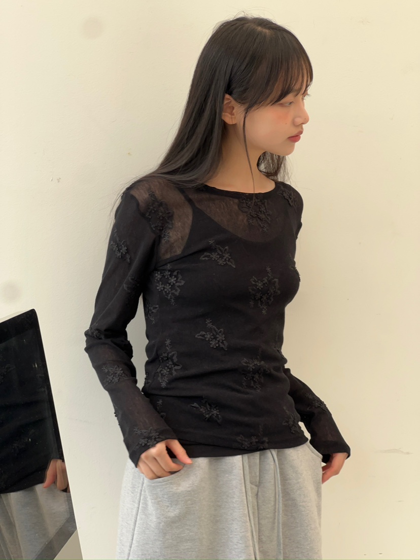 ANOTHER AVENUE韓國代購女裝新品時尚人氣熱賣長袖T恤提花ANOTHER AVENUE長袖T恤