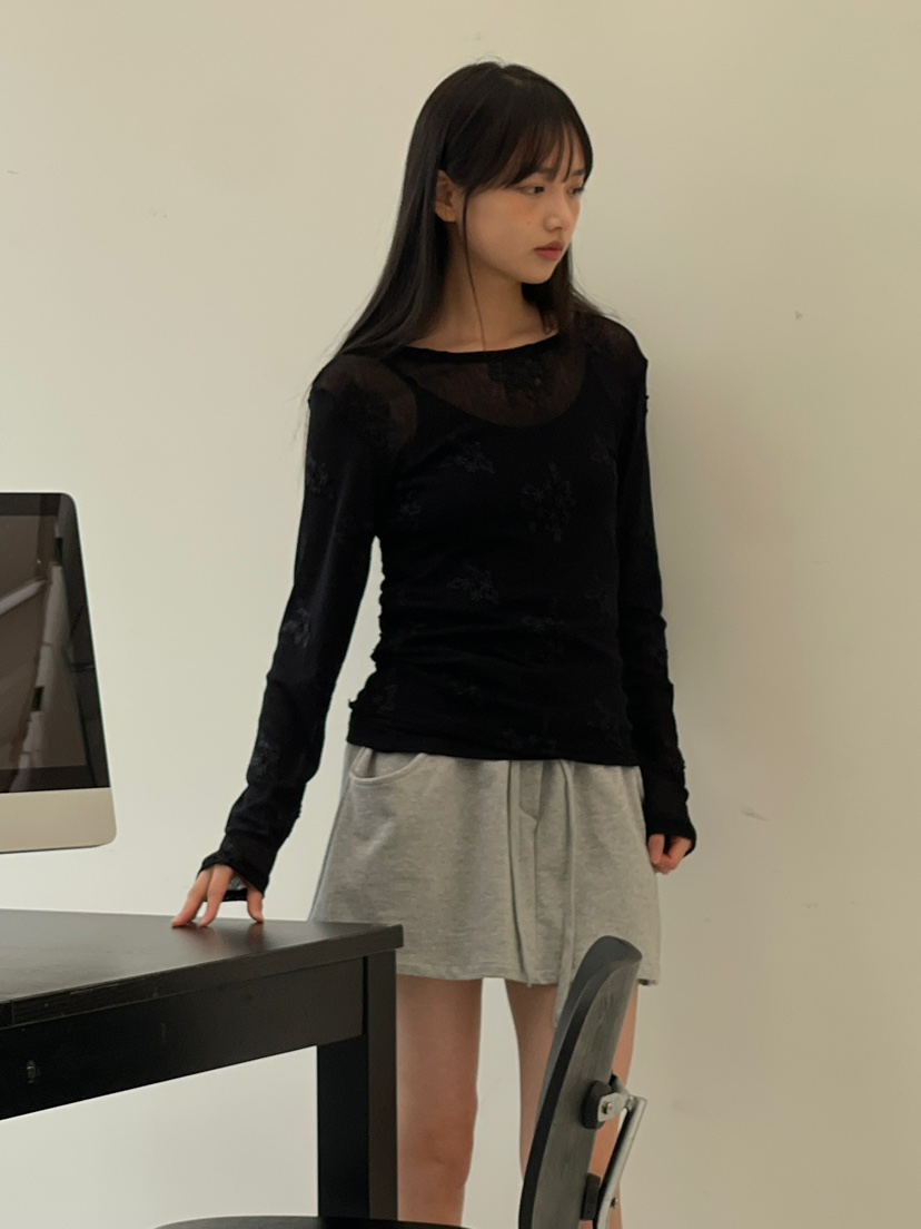 ANOTHER AVENUE韓國代購女裝新品時尚人氣熱賣長袖T恤提花ANOTHER AVENUE長袖T恤