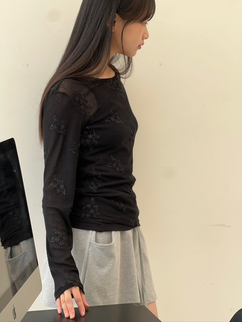 ANOTHER AVENUE韓國代購女裝新品時尚人氣熱賣長袖T恤提花ANOTHER AVENUE長袖T恤