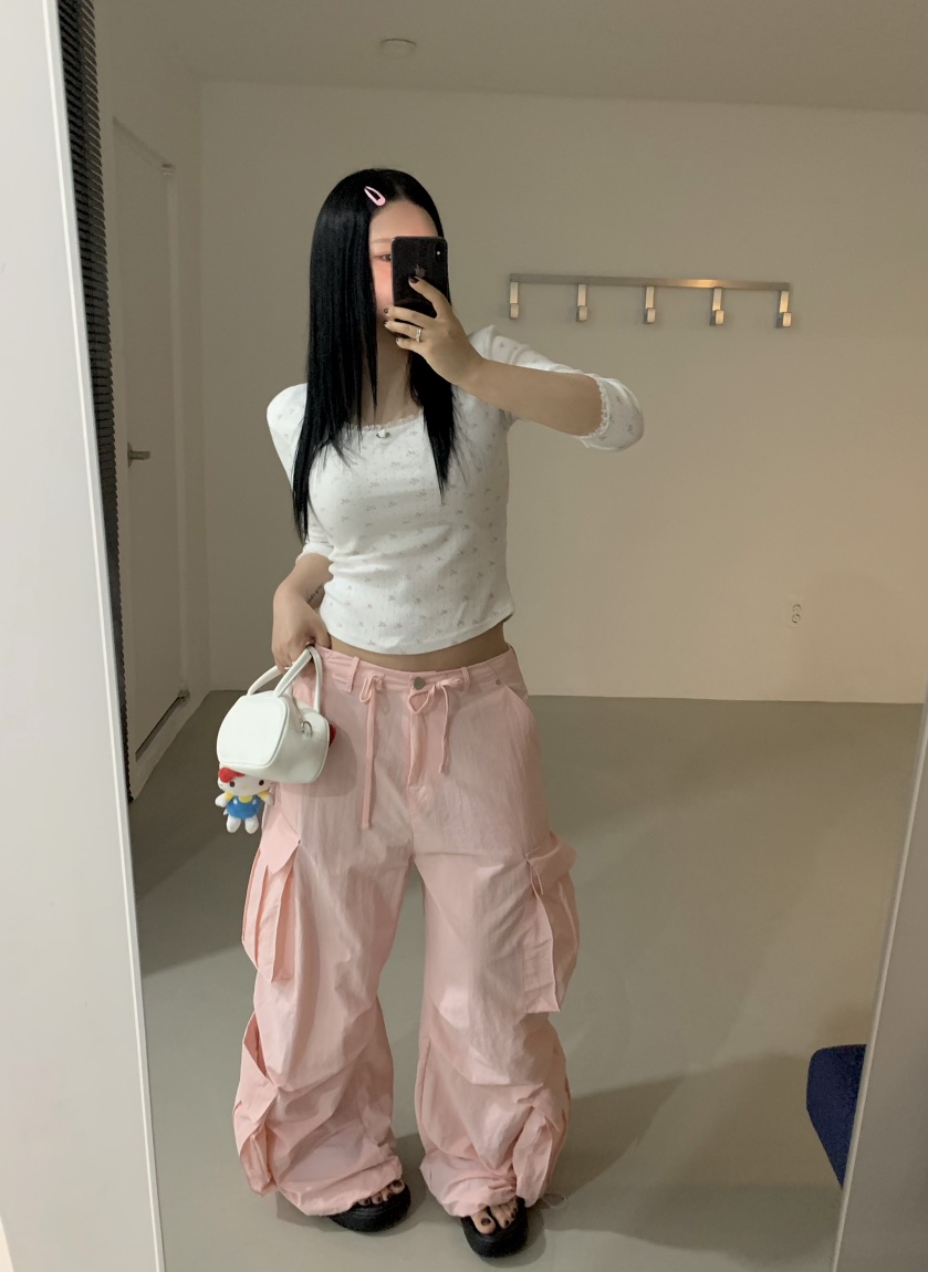 SEOLO韓國代購女士新品26春夏時尚人氣推薦休閑褲口袋花朵Seolo seoul休閑褲