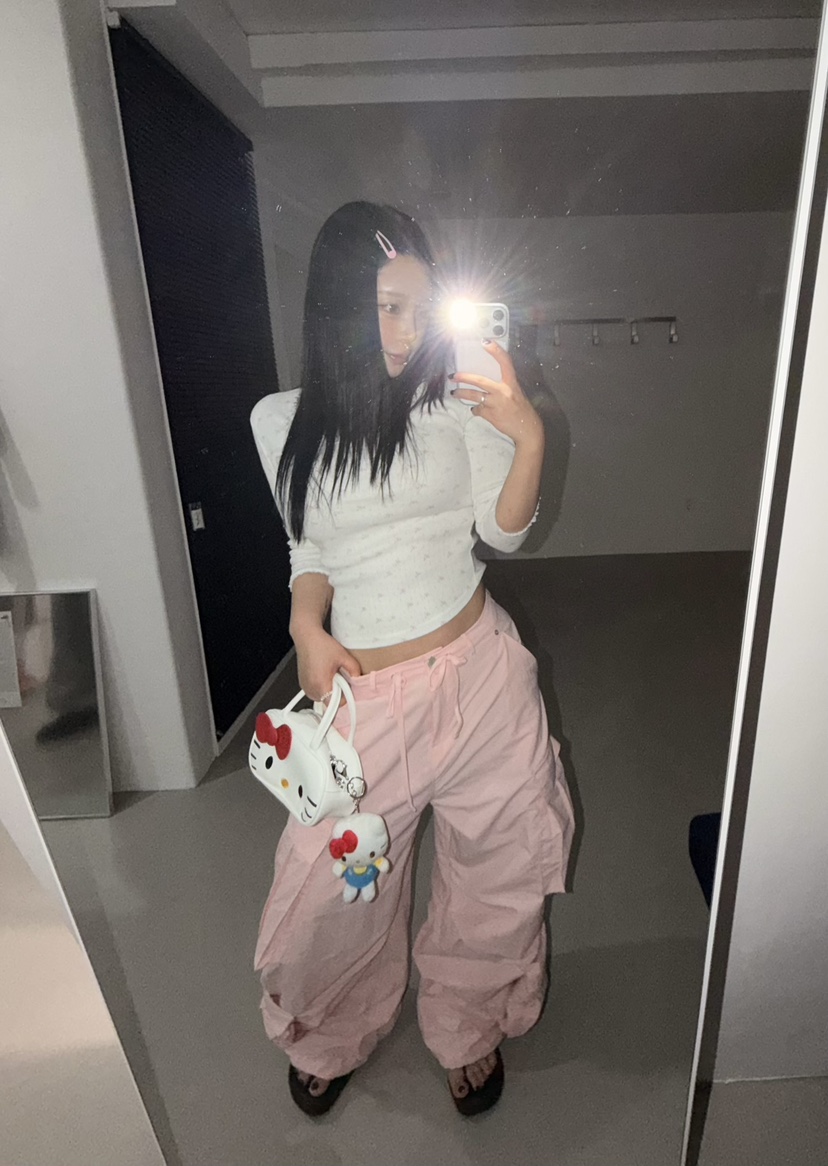 SEOLO韓國代購女士新品26春夏時尚人氣推薦休閑褲口袋花朵Seolo seoul休閑褲