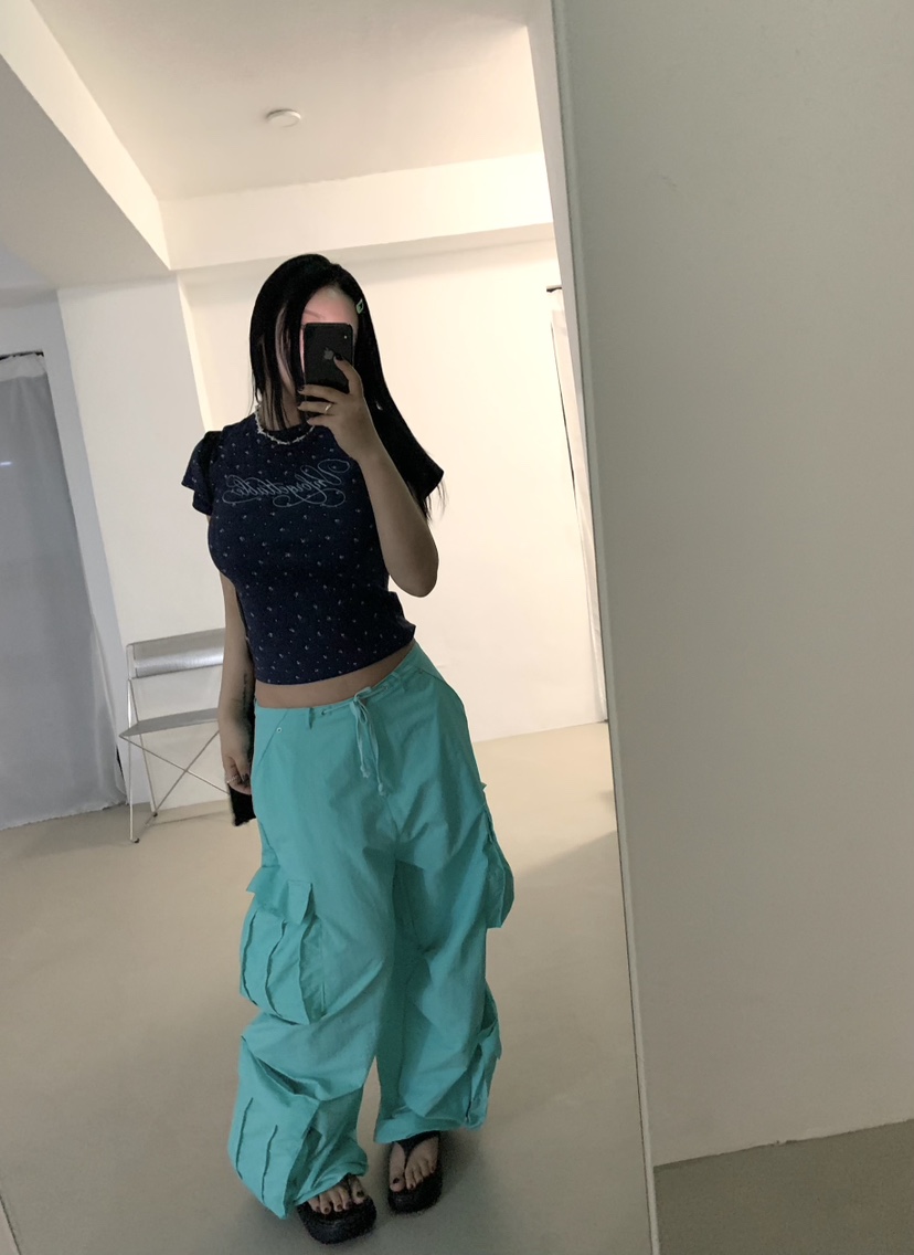 SEOLO韓國代購女士新品26春夏時尚人氣推薦休閑褲口袋花朵Seolo seoul休閑褲