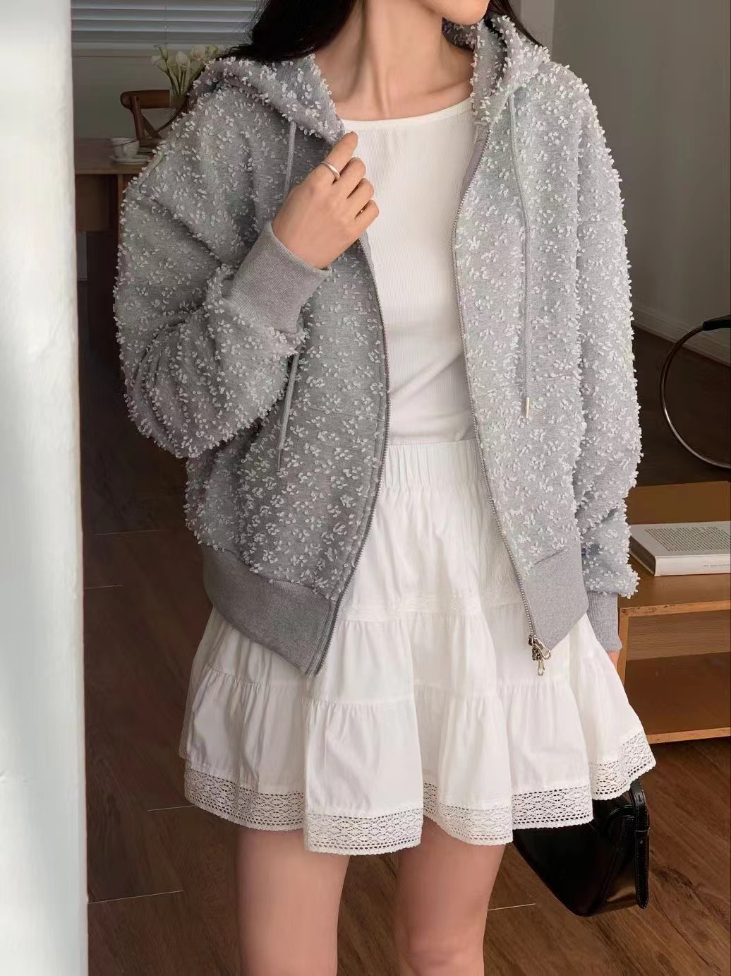 WONIECO韓國直郵女裝新款職業推薦人氣時尚熱賣26春夏夾克拉鏈WONIECO夾克圖色3左三色